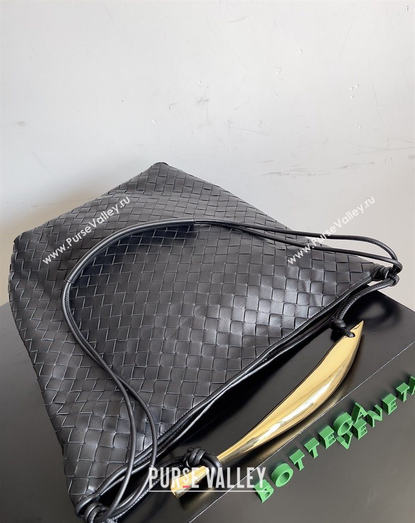 Bottega Veneta Mens Sardine Hobo Bag in Intrecciato Leather Black 2026 BV040202 (YX-260402047)