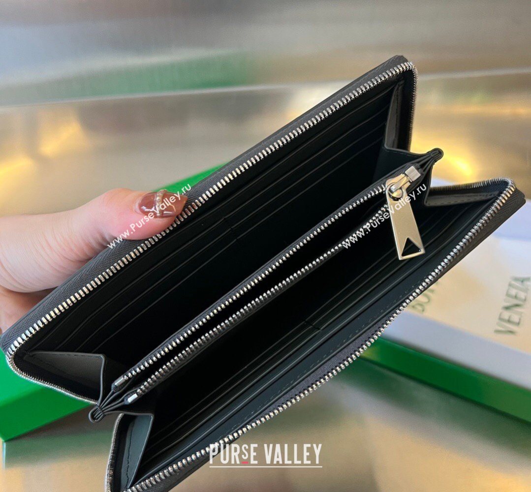 Bottega Veneta Mens Cassette Zip Around Wallet in Intreccio Leather 814649 Dark Moss 2026 (YX-260402058)