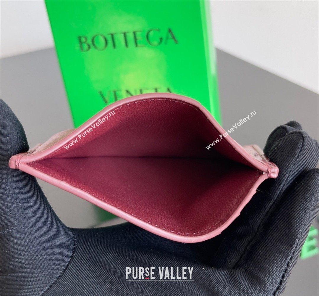 Bottega Veneta Cassette Credit Card Case in Intreccio Leather 742693 Burgundy 2026 (YX-260402048)