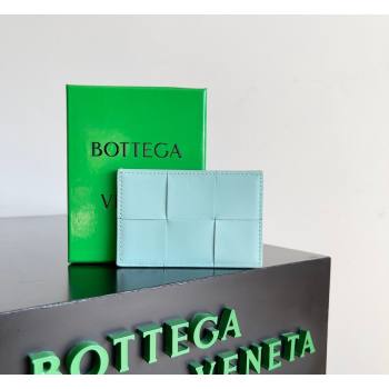 Bottega Veneta Cassette Credit Card Case in Intreccio Leather 742693 Light Bue 2026 (YX-260402049)