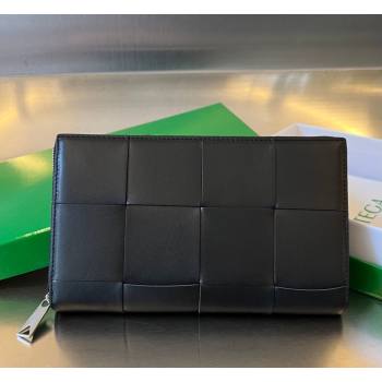 Bottega Veneta Mens Cassette Zip Around Wallet in Intreccio Leather 814649 Black 2026 (YX-260402062)