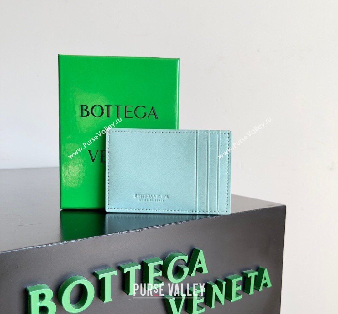Bottega Veneta Cassette Credit Card Case in Intreccio Leather 742693 Light Bue 2026 (YX-260402049)