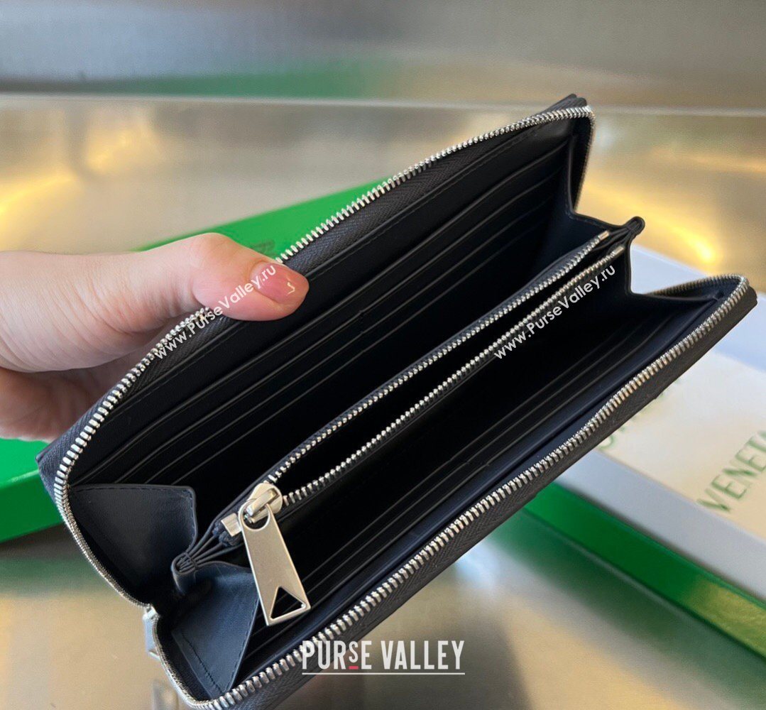 Bottega Veneta Mens Cassette Zip Around Wallet in Intreccio Leather 814649 Space Blue 2026 (YX-260402064)