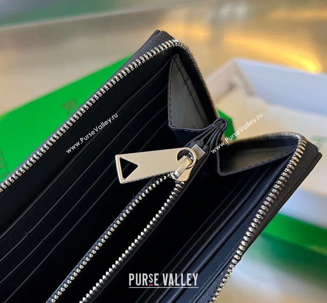 Bottega Veneta Mens Cassette Zip Around Wallet in Intreccio Leather 814649 Space Blue 2026 (YX-260402064)