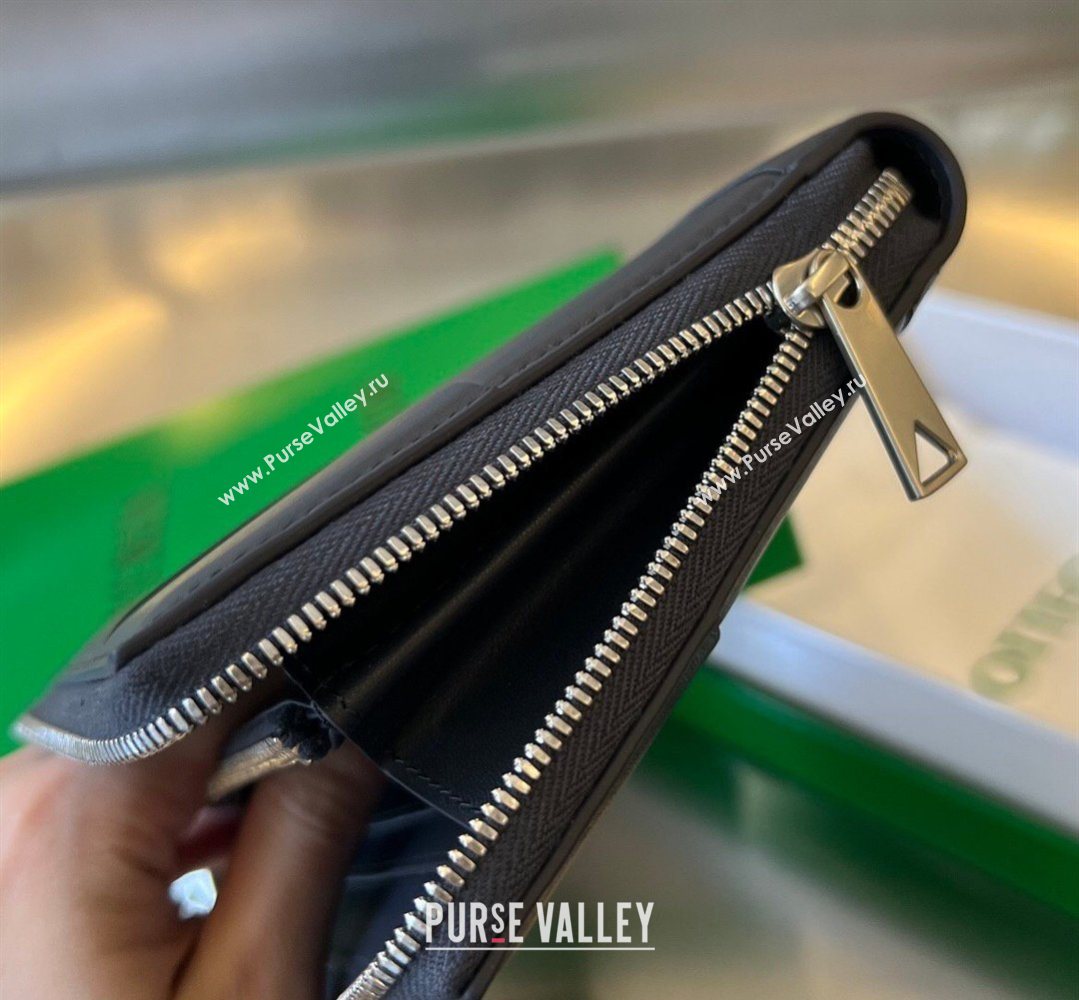 Bottega Veneta Mens Cassette Zip Around Wallet in Intreccio Leather 814649 Space Blue 2026 (YX-260402064)