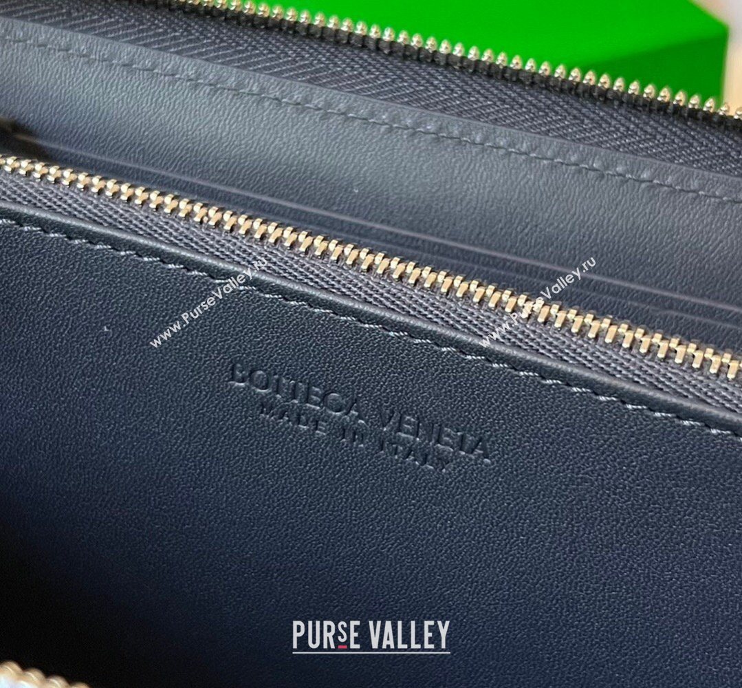 Bottega Veneta Mens Cassette Zip Around Wallet in Intreccio Leather 814649 Space Blue 2026 (YX-260402064)