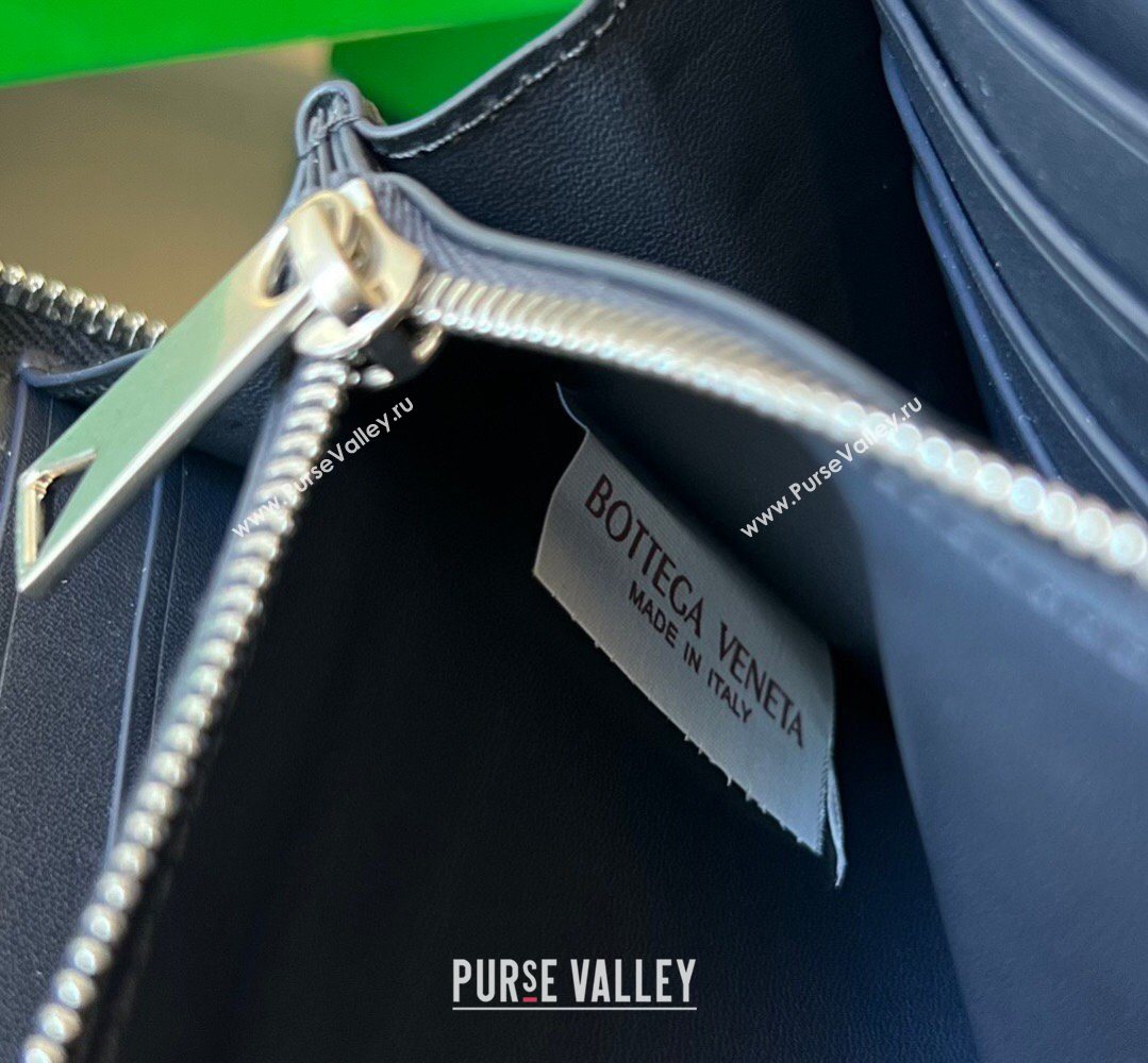 Bottega Veneta Mens Cassette Zip Around Wallet in Intreccio Leather 814649 Space Blue 2026 (YX-260402064)