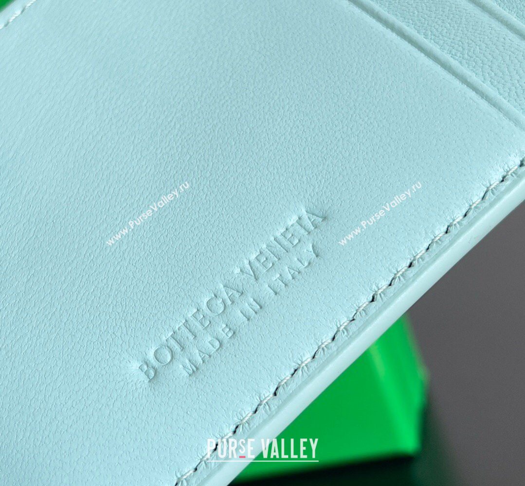 Bottega Veneta Cassette Credit Card Case in Intreccio Leather 742693 Light Bue 2026 (YX-260402049)