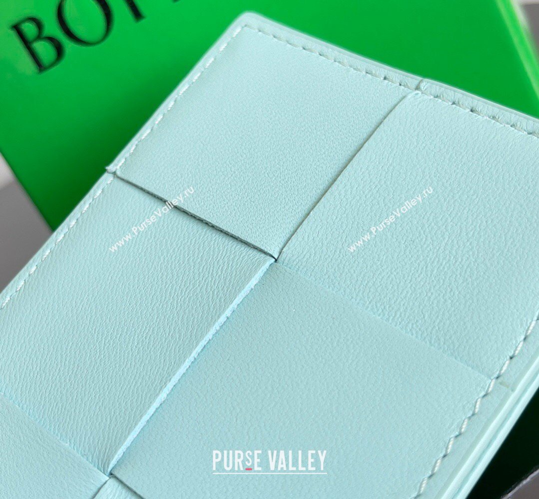 Bottega Veneta Cassette Credit Card Case in Intreccio Leather 742693 Light Bue 2026 (YX-260402049)