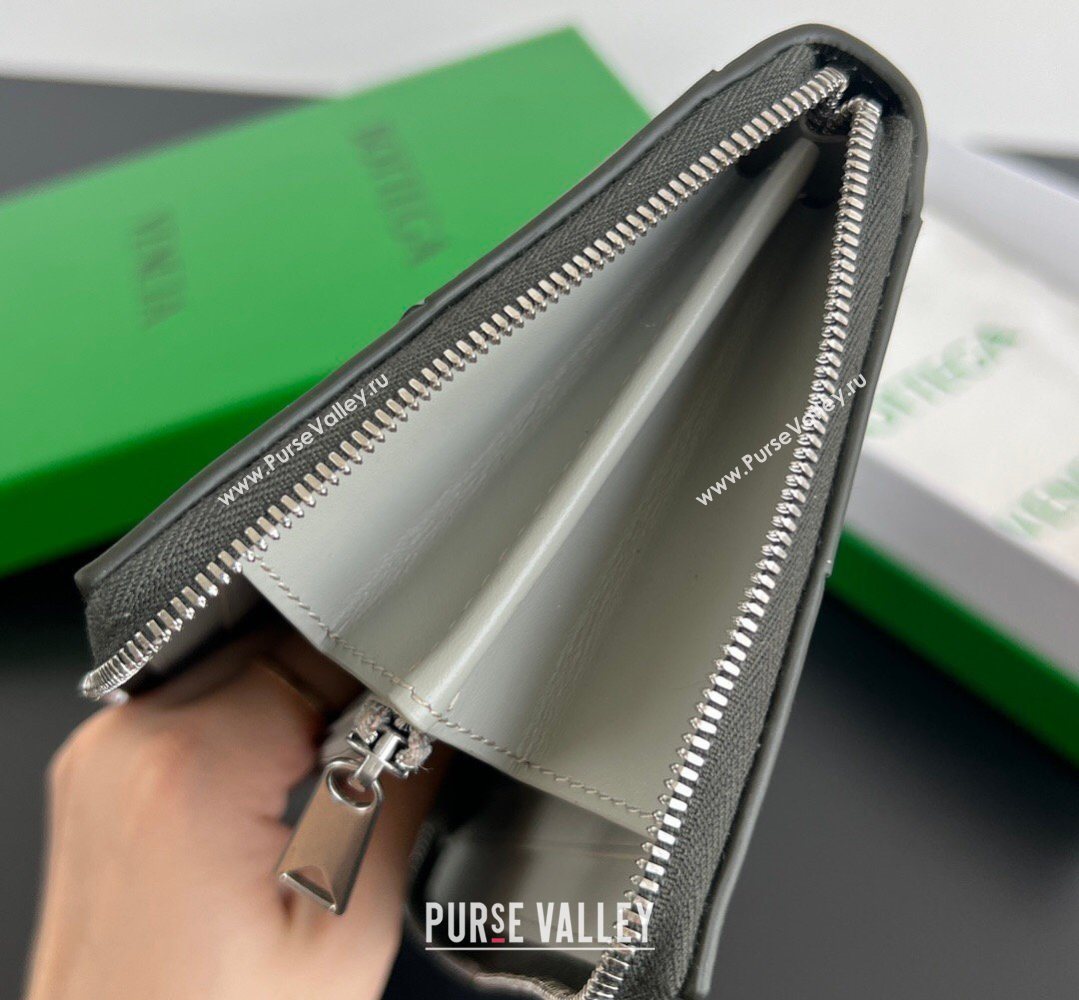 Bottega Veneta Mens Cassette Zip Around Wallet in Intreccio Leather 814649 Dark Green 2026 (YX-260402067)