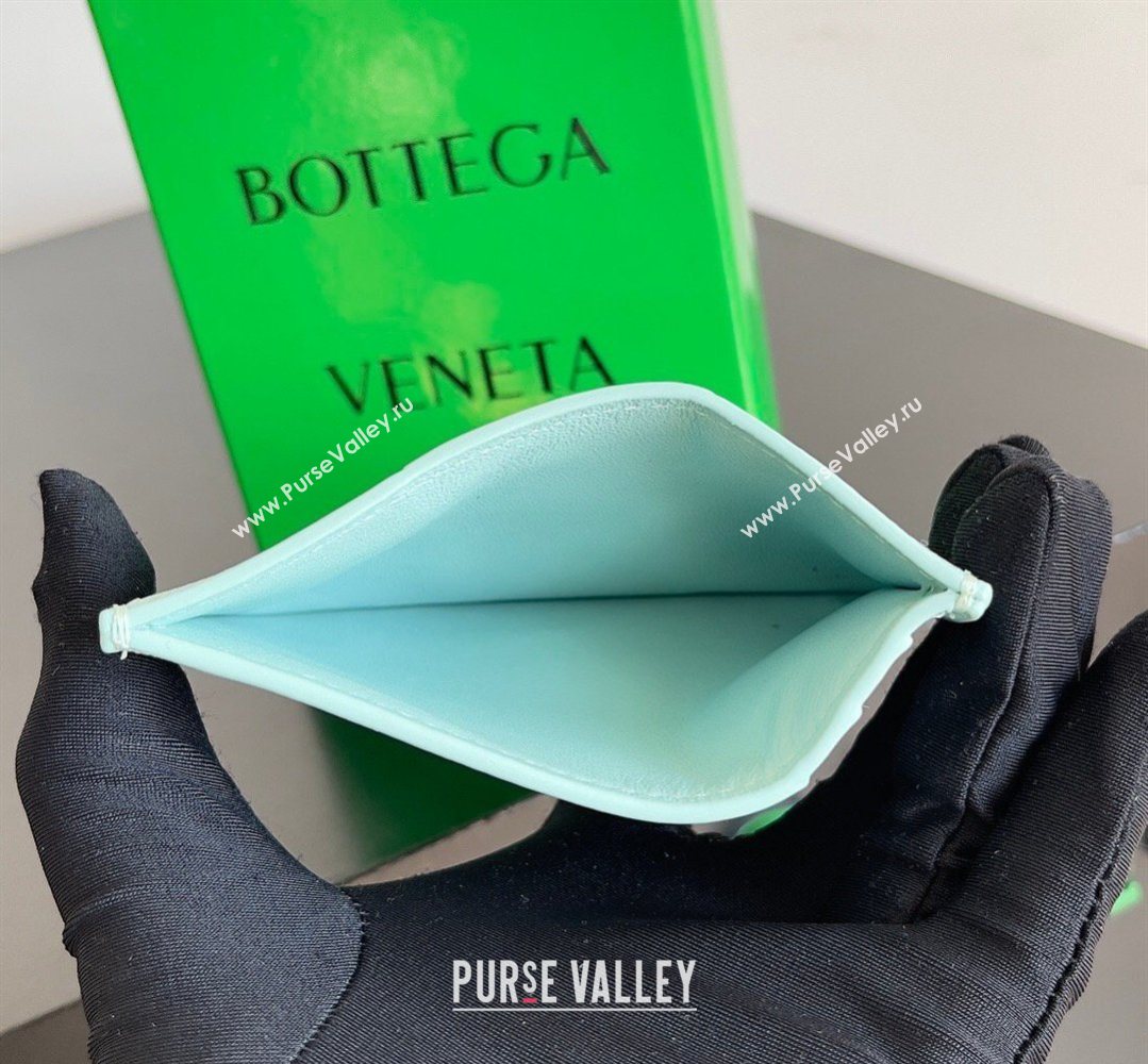 Bottega Veneta Cassette Credit Card Case in Intreccio Leather 742693 Light Bue 2026 (YX-260402049)