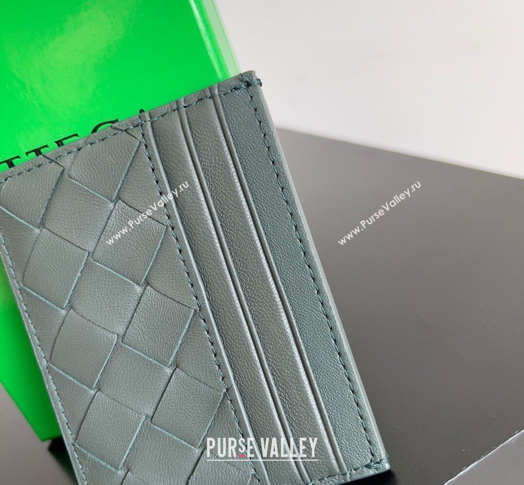 Bottega Veneta Intrecciato Leather Credit Card Case Slate 2026 796324 (YX-260402071)