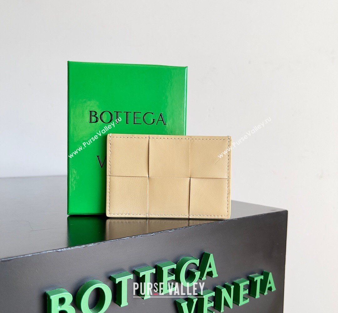 Bottega Veneta Cassette Credit Card Case in Intreccio Leather 742693 Porridge 2026 (YX-260402050)