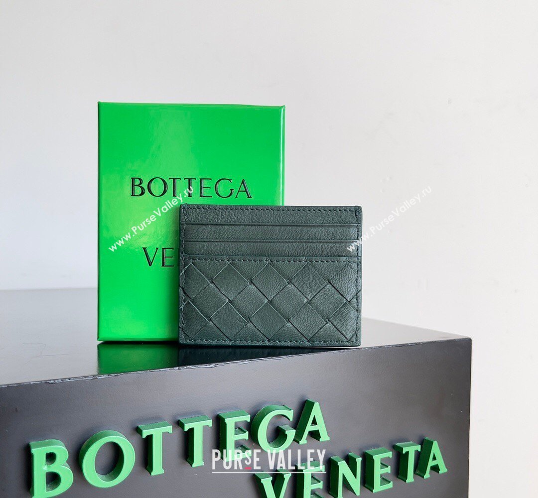 Bottega Veneta Intrecciato Leather Credit Card Case Dark Green 2026 796324 (YX-260402073)