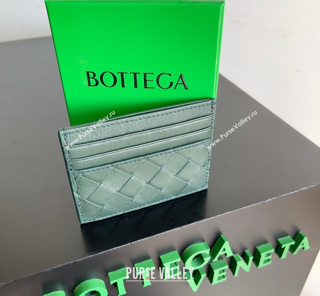 Bottega Veneta Intrecciato Leather Credit Card Case Dark Green 2026 796324 (YX-260402073)