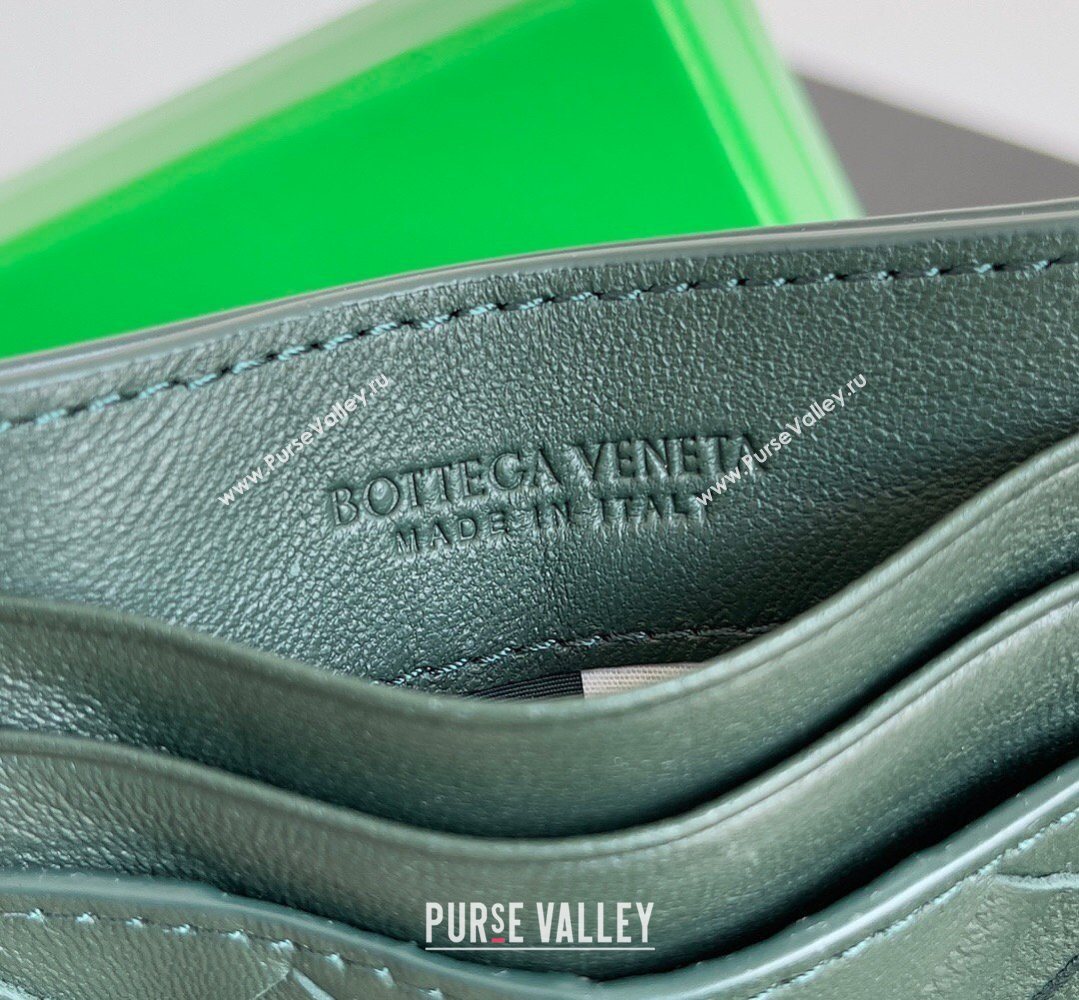 Bottega Veneta Intrecciato Leather Credit Card Case Dark Green 2026 796324 (YX-260402073)