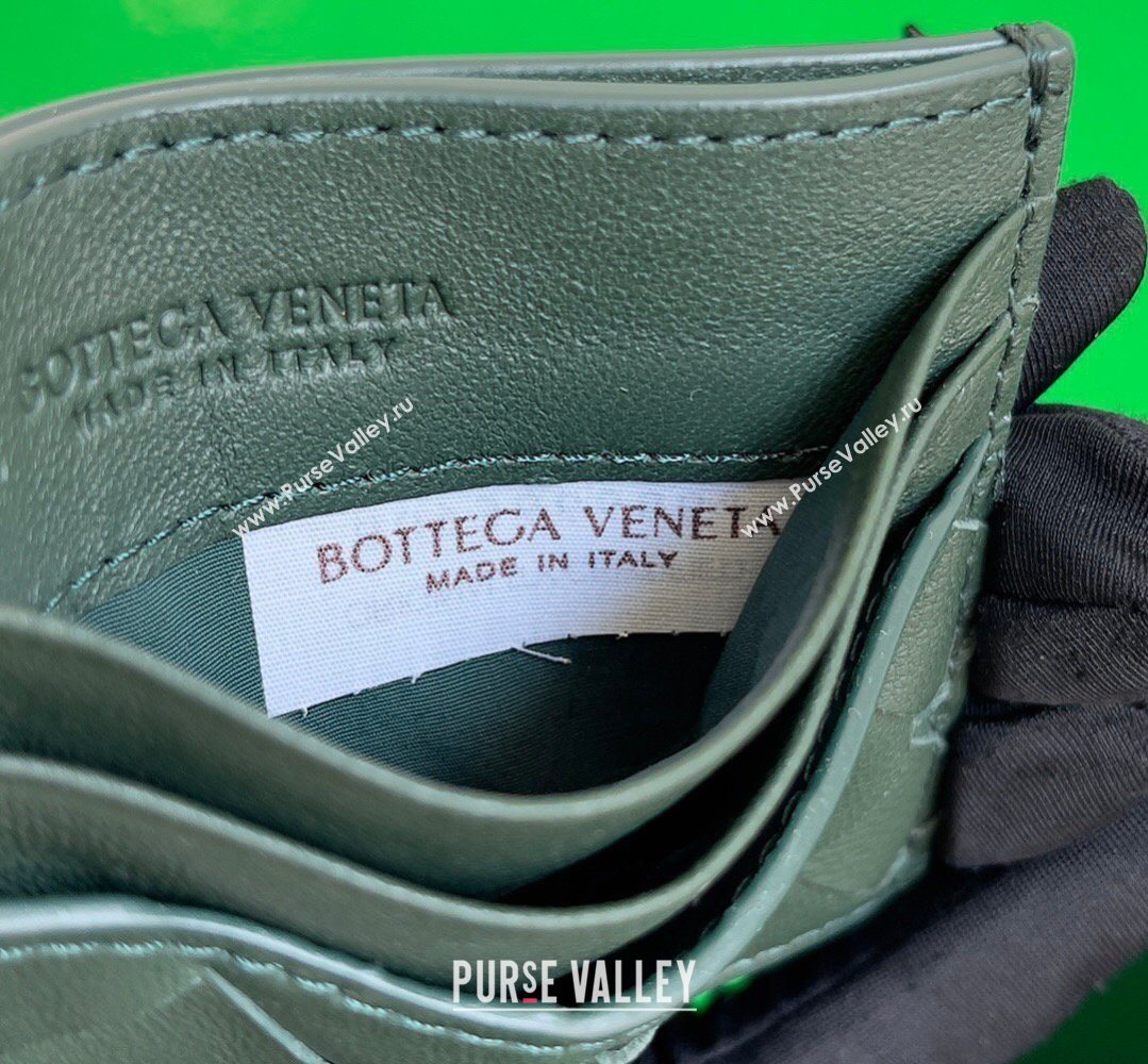 Bottega Veneta Intrecciato Leather Credit Card Case Dark Green 2026 796324 (YX-260402073)