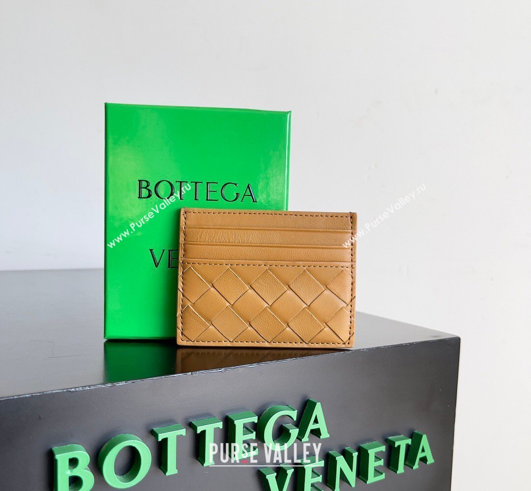 Bottega Veneta Intrecciato Leather Credit Card Case Apricot Yellow 2026 796324 (YX-260402074)