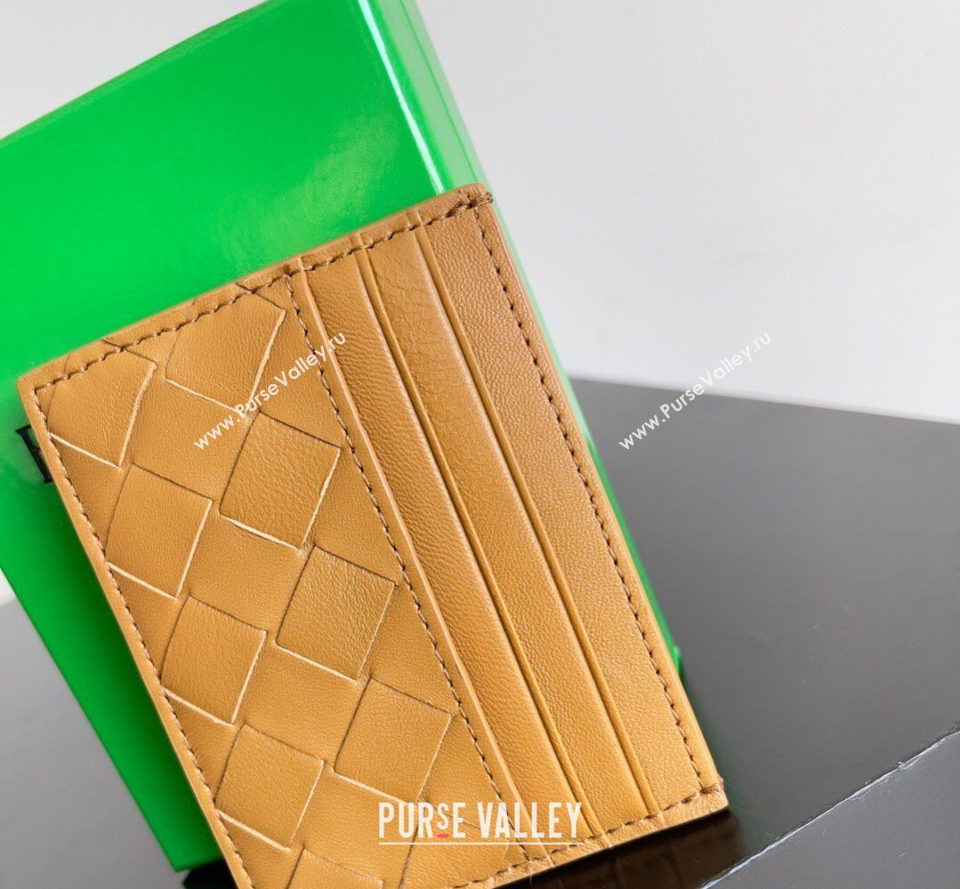Bottega Veneta Intrecciato Leather Credit Card Case Apricot Yellow 2026 796324 (YX-260402074)
