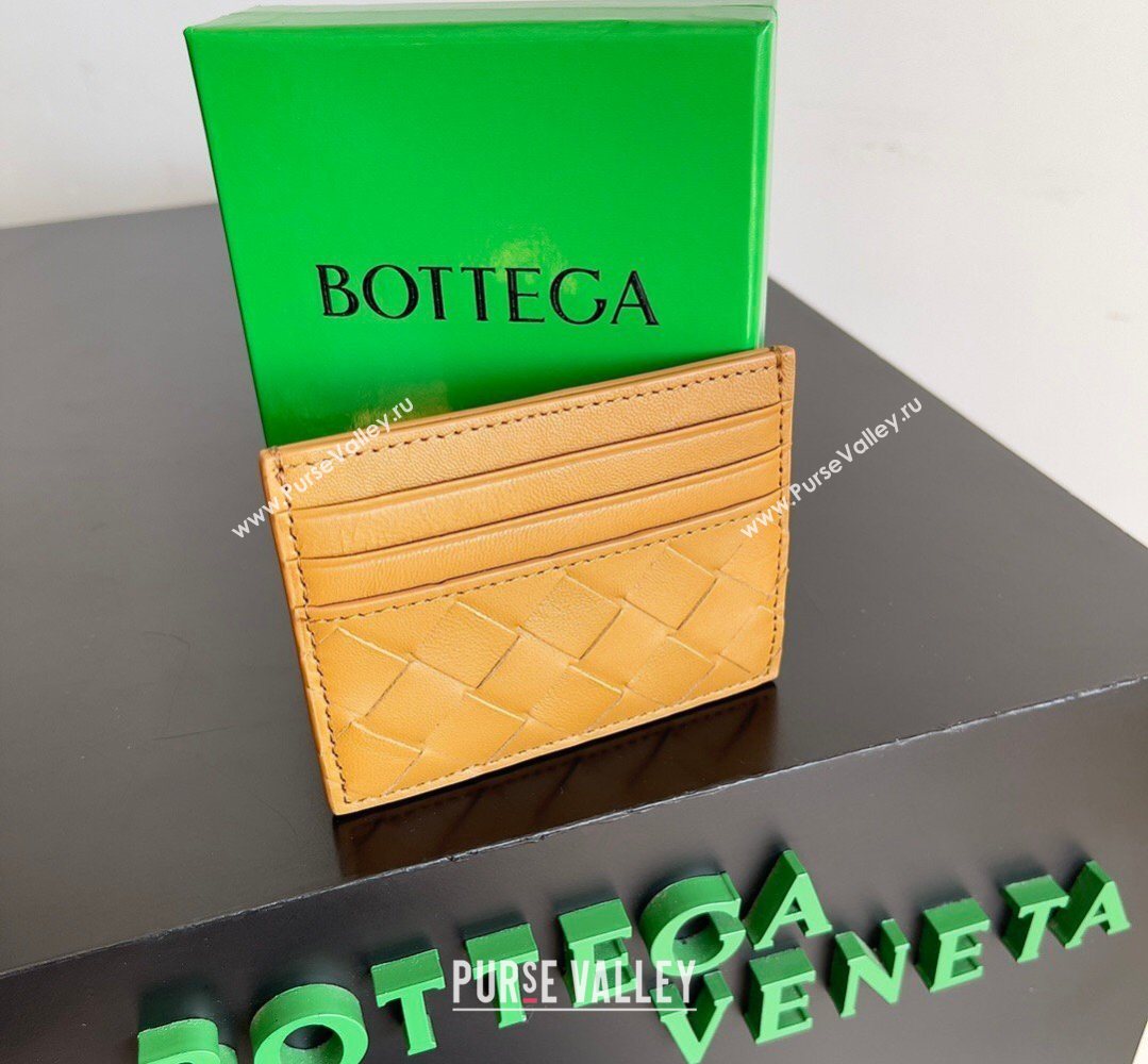 Bottega Veneta Intrecciato Leather Credit Card Case Apricot Yellow 2026 796324 (YX-260402074)