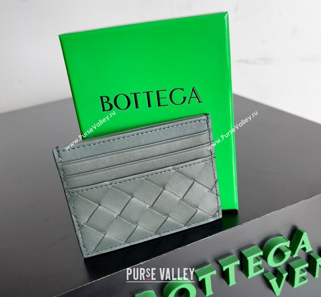 Bottega Veneta Intrecciato Leather Credit Card Case Dark Grey 2026 796324 (YX-260402075)