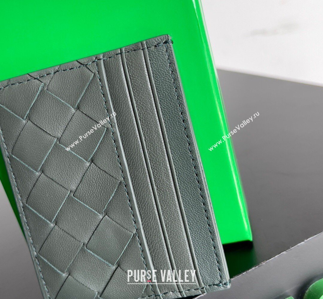 Bottega Veneta Intrecciato Leather Credit Card Case Dark Grey 2026 796324 (YX-260402075)