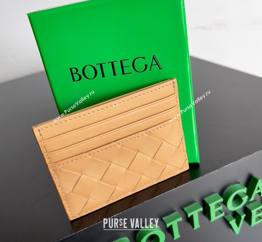 Bottega Veneta Intrecciato Leather Credit Card Case Pale Brown 2026 796324 (YX-260402076)