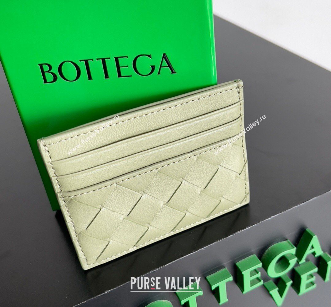 Bottega Veneta Intrecciato Leather Credit Card Case Travertine Green 2026 796324 (YX-260402080)