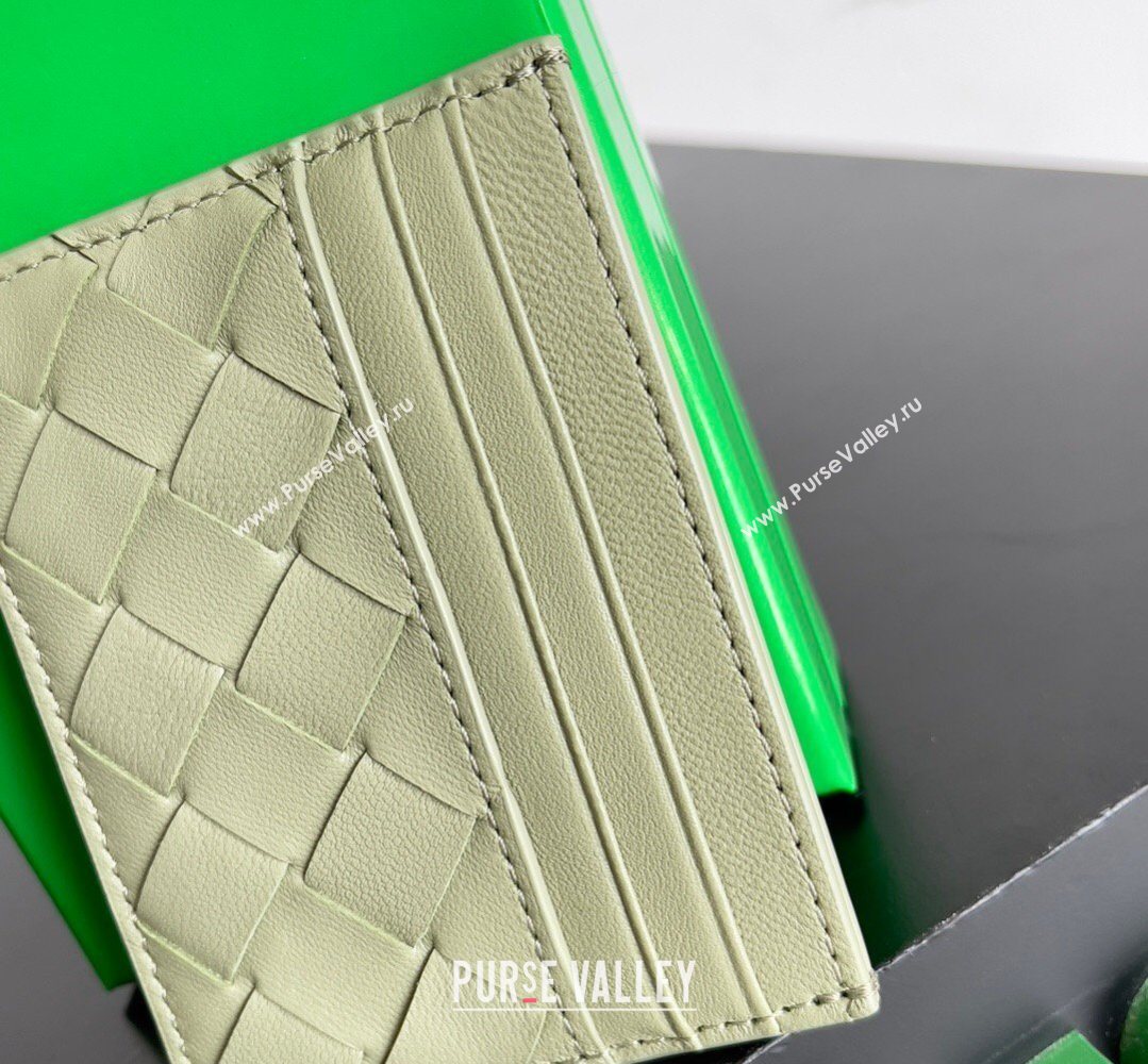 Bottega Veneta Intrecciato Leather Credit Card Case Travertine Green 2026 796324 (YX-260402080)