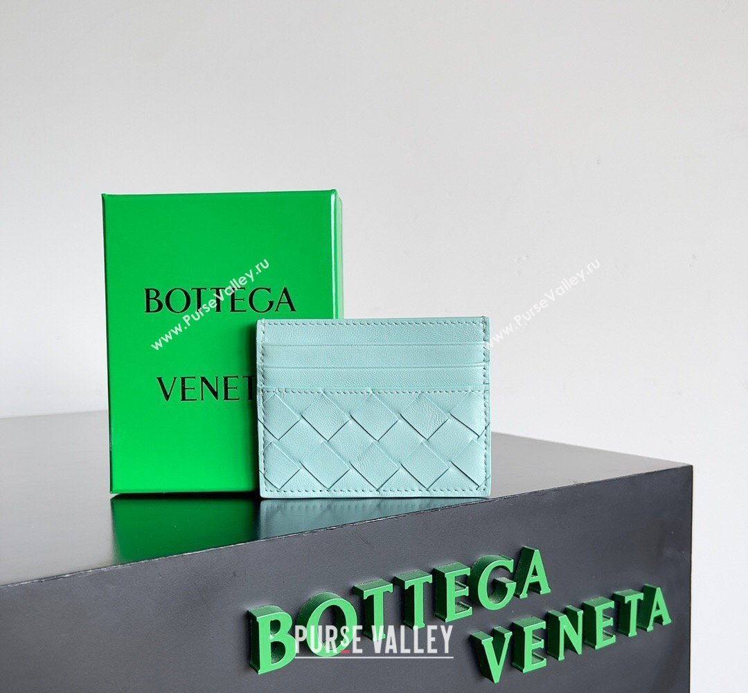 Bottega Veneta Intrecciato Leather Credit Card Case Light Blue 2026 796324 (YX-260402083)
