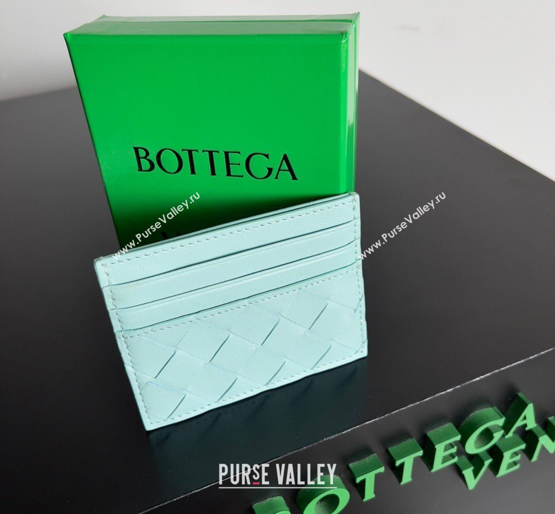 Bottega Veneta Intrecciato Leather Credit Card Case Light Blue 2026 796324 (YX-260402083)