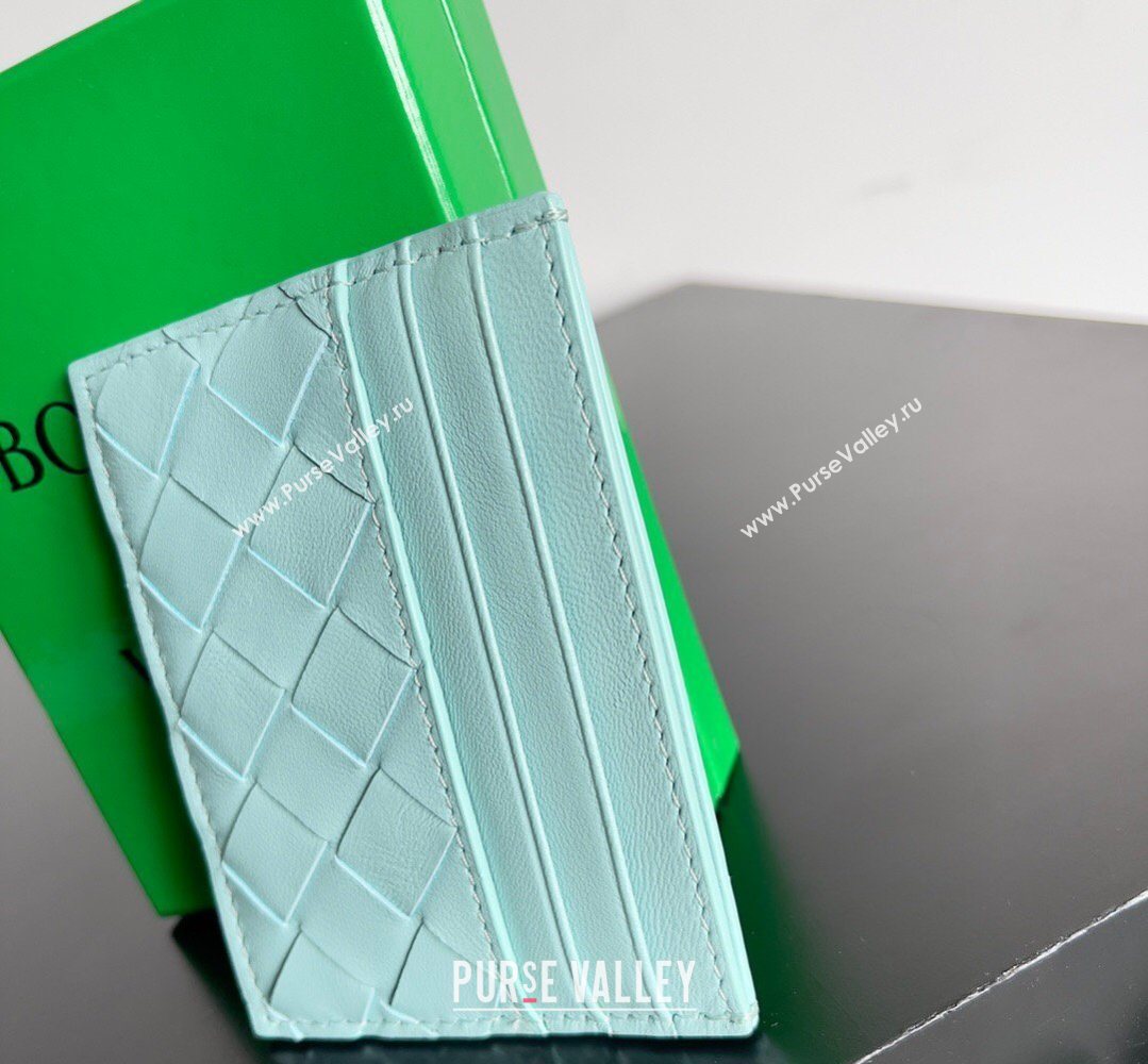 Bottega Veneta Intrecciato Leather Credit Card Case Light Blue 2026 796324 (YX-260402083)