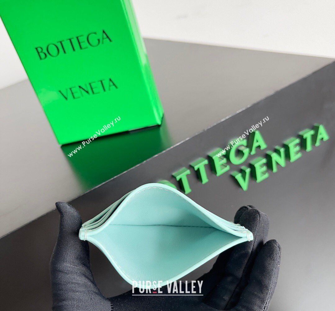 Bottega Veneta Intrecciato Leather Credit Card Case Light Blue 2026 796324 (YX-260402083)