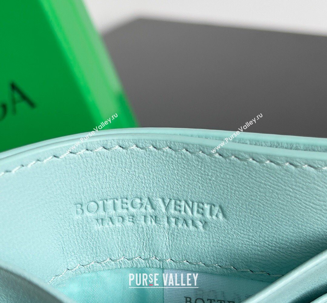 Bottega Veneta Intrecciato Leather Credit Card Case Light Blue 2026 796324 (YX-260402083)