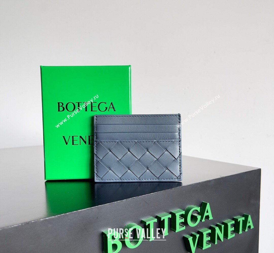 Bottega Veneta Intrecciato Leather Credit Card Case Dark Blue 2026 796324 (YX-260402084)