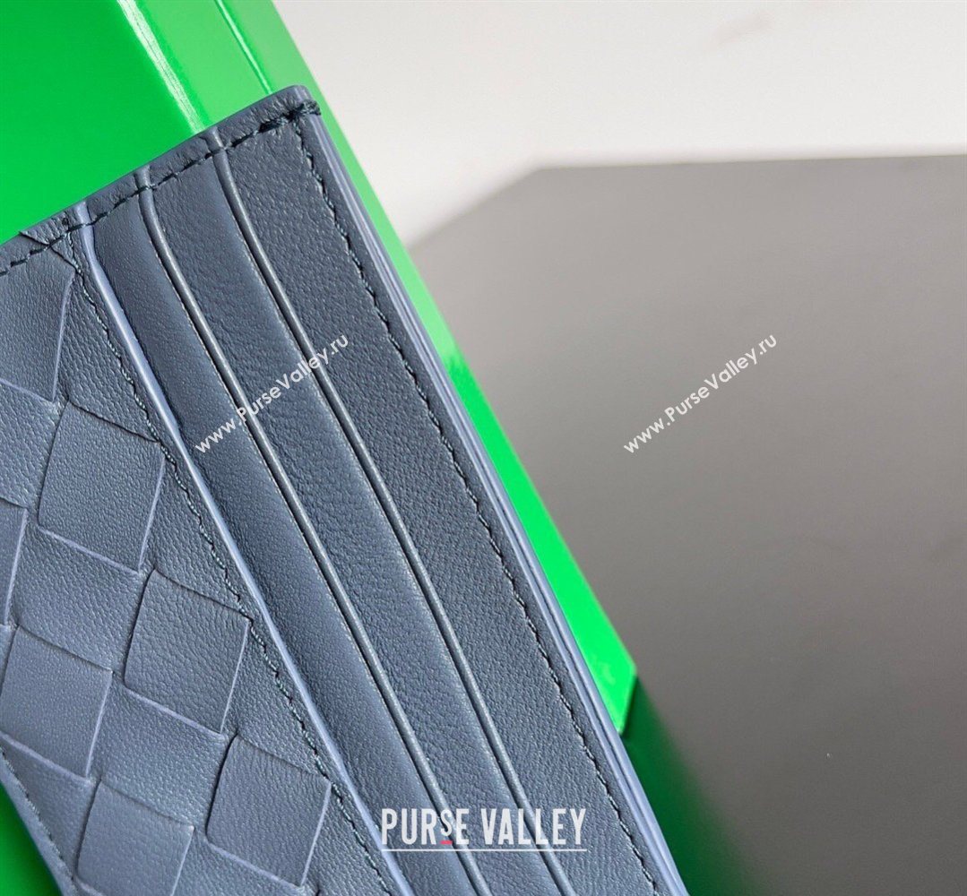 Bottega Veneta Intrecciato Leather Credit Card Case Dark Blue 2026 796324 (YX-260402084)