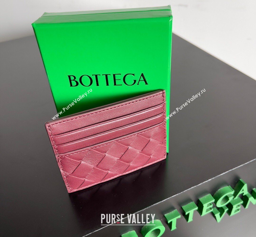 Bottega Veneta Intrecciato Leather Credit Card Case Burgundy 2026 796324 (YX-260402087)