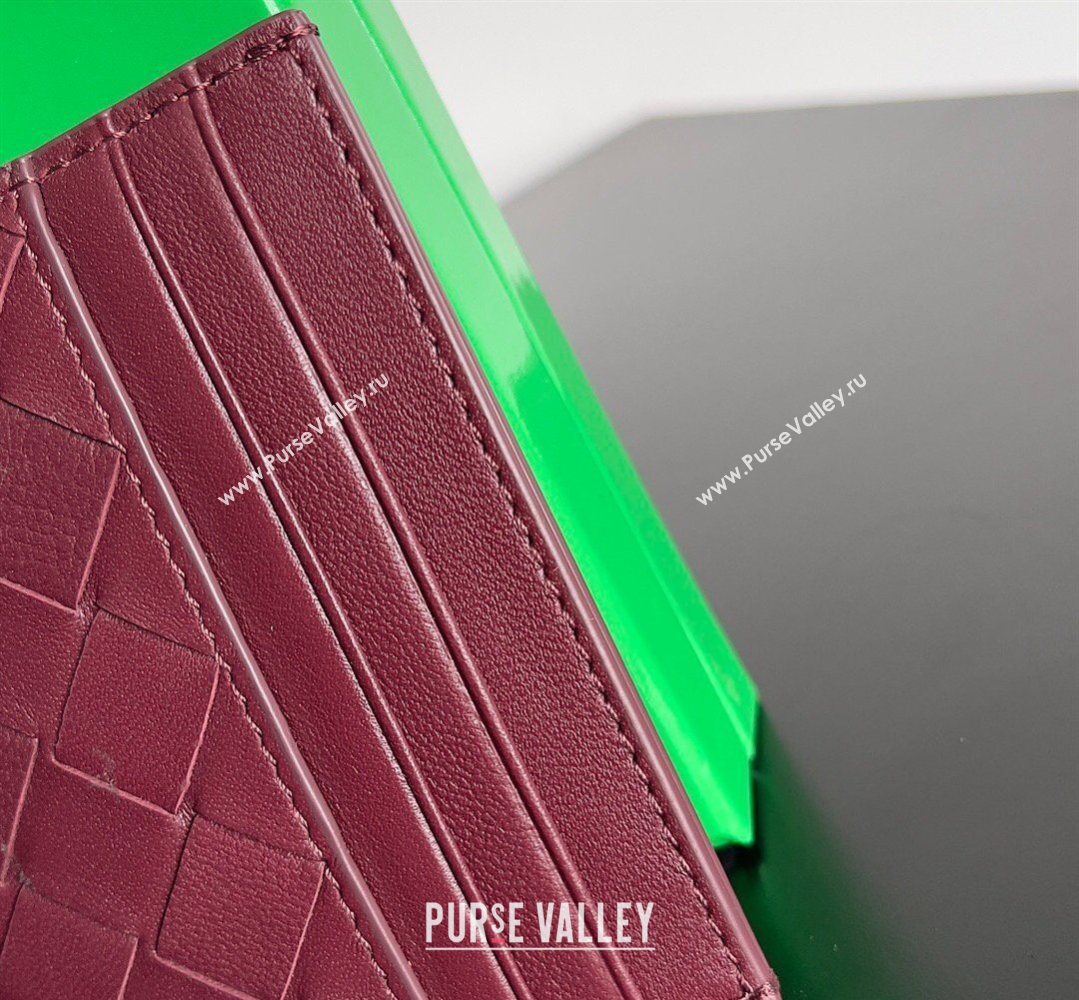 Bottega Veneta Intrecciato Leather Credit Card Case Burgundy 2026 796324 (YX-260402087)