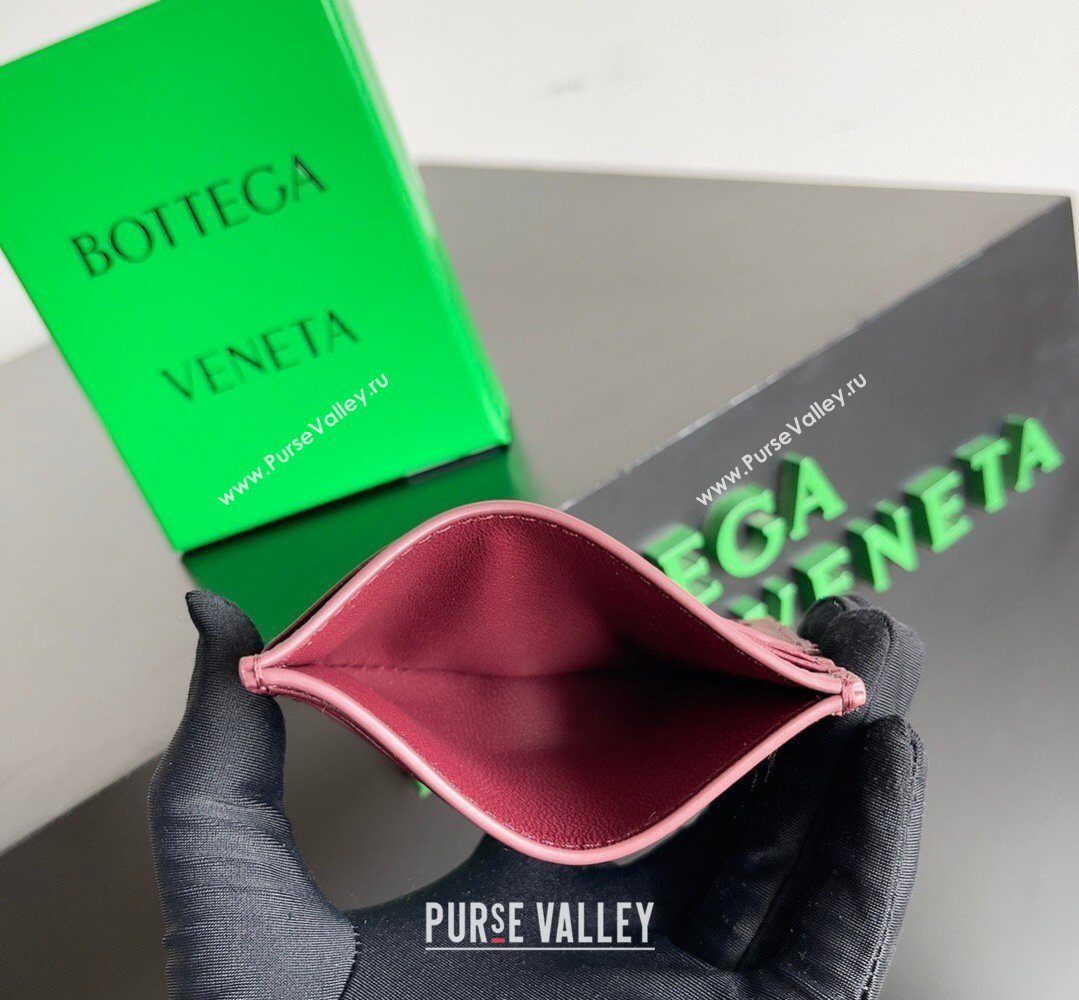 Bottega Veneta Intrecciato Leather Credit Card Case Burgundy 2026 796324 (YX-260402087)