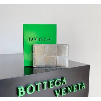Bottega Veneta Cassette Credit Card Case in Intreccio Leather 742693 Silver 2026 (YX-260402051)