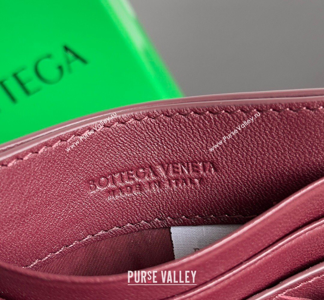 Bottega Veneta Intrecciato Leather Credit Card Case Burgundy 2026 796324 (YX-260402087)
