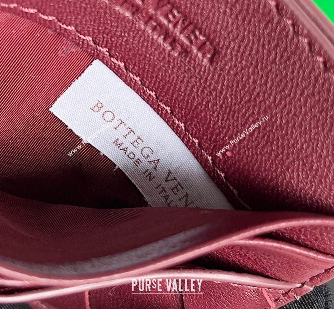 Bottega Veneta Intrecciato Leather Credit Card Case Burgundy 2026 796324 (YX-260402087)