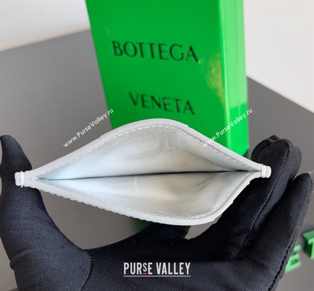 Bottega Veneta Cassette Credit Card Case in Intreccio Leather 742693 Silver 2026 (YX-260402051)