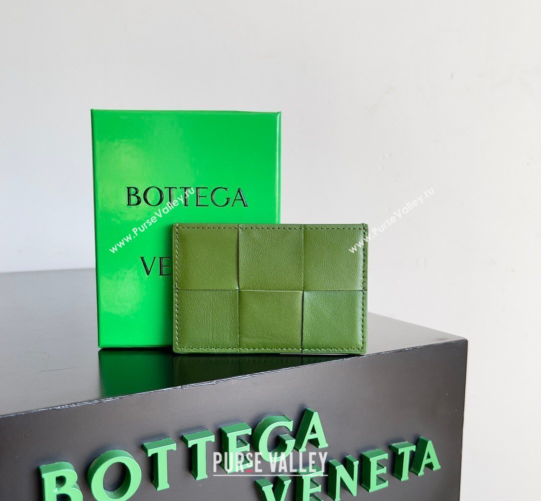 Bottega Veneta Cassette Credit Card Case in Intreccio Leather 742693 Avocado 2026 (YX-260402052)