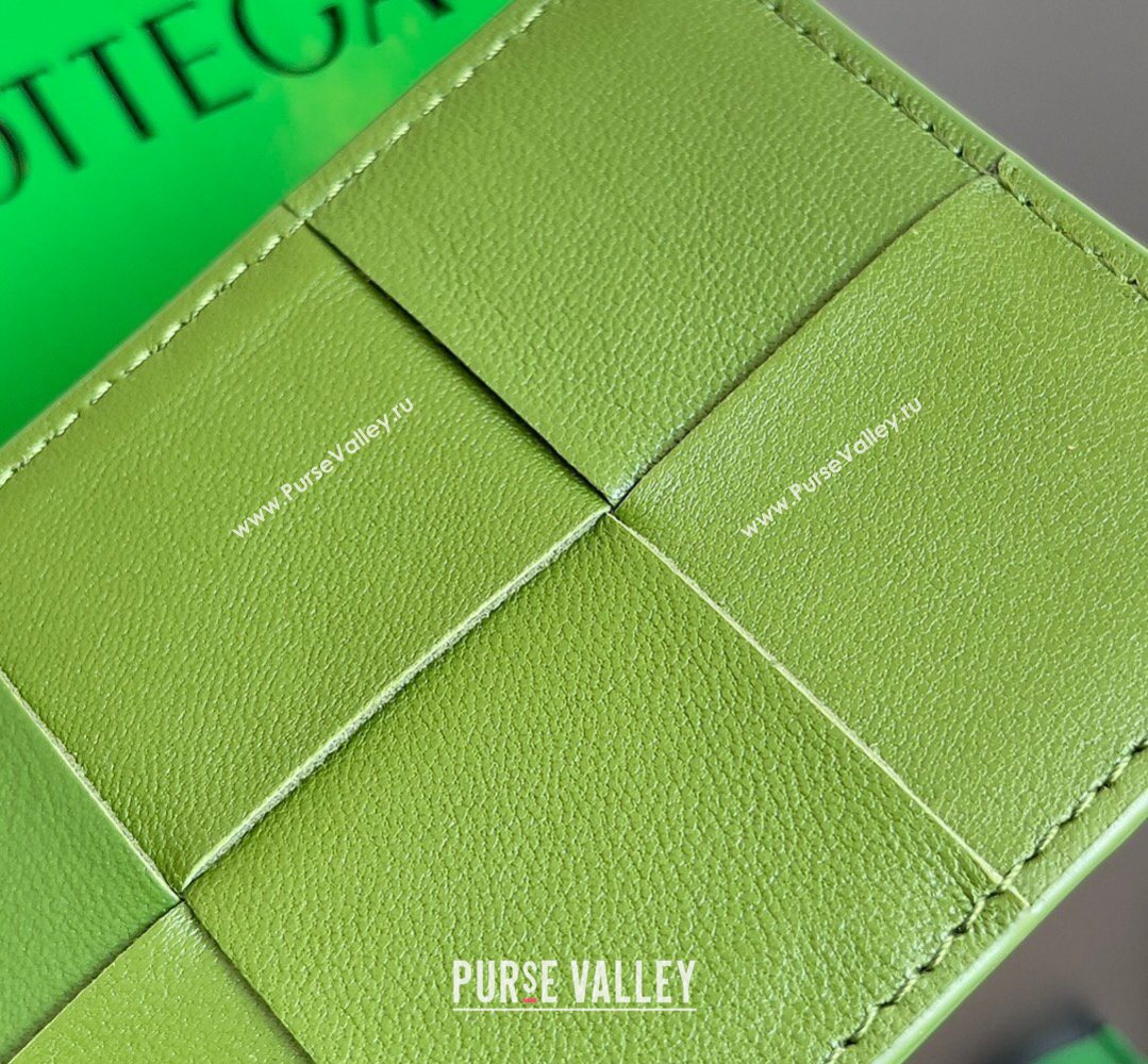 Bottega Veneta Cassette Credit Card Case in Intreccio Leather 742693 Avocado 2026 (YX-260402052)