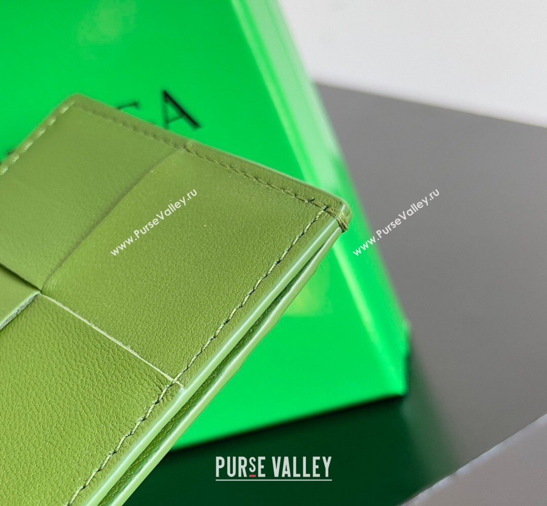 Bottega Veneta Cassette Credit Card Case in Intreccio Leather 742693 Avocado 2026 (YX-260402052)