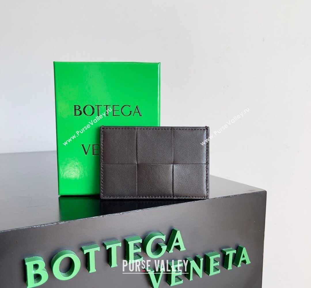 Bottega Veneta Cassette Credit Card Case in Intreccio Leather 742693 Fondant Brown 2026 (YX-260402053)