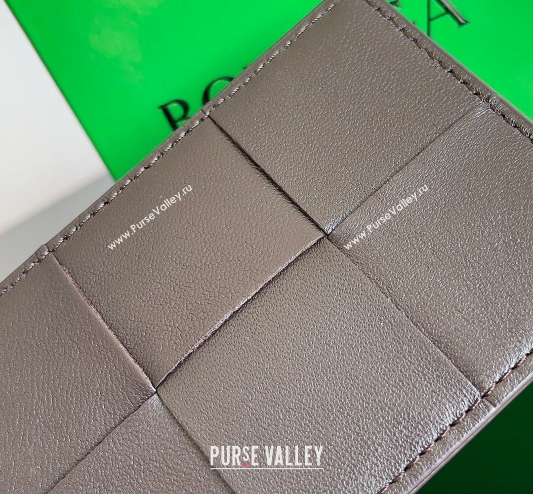 Bottega Veneta Cassette Credit Card Case in Intreccio Leather 742693 Fondant Brown 2026 (YX-260402053)