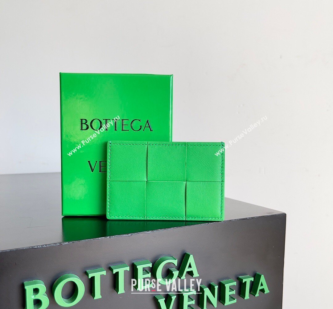 Bottega Veneta Cassette Credit Card Case in Intreccio Leather 742693 Parakeet Green 2026 (YX-260402054)