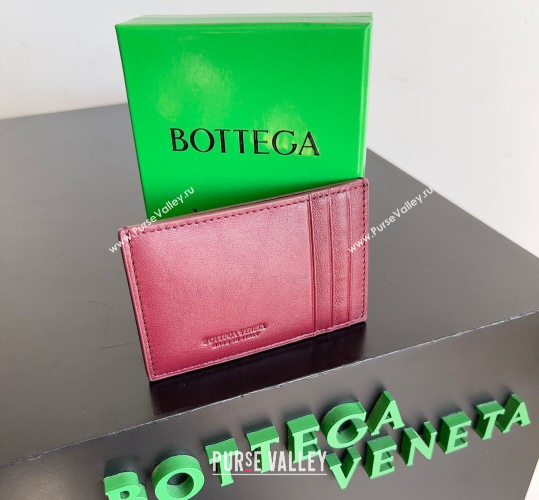 Bottega Veneta Cassette Credit Card Case in Intreccio Leather 742693 Burgundy 2026 (YX-260402048)